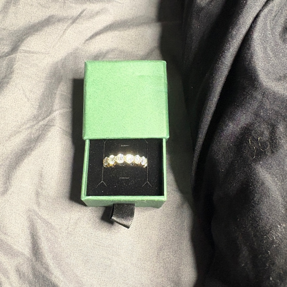 Elegant Gold 18k plated in 925 Sterling and Moissanite Women's Ring size 8 .